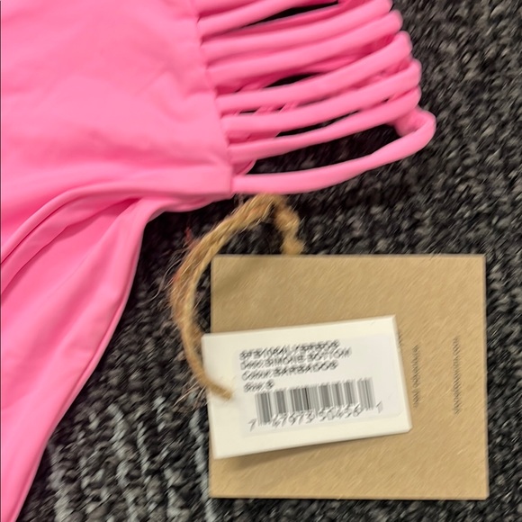 $95 NWT STONE FOX SWIM SIMONE BARBADOS Bottoms Barbie Pink. Small - Picture 2 of 3